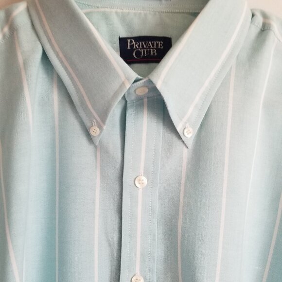 Men's Private Club Mint Green With White Stripes Button Down Collar Shirt 16 1/2 - Picture 6 of 12